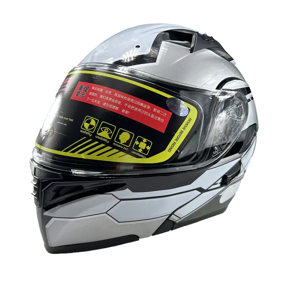 Silver with double visor women men flip up windshield can be used for motorcycle bicycle riding